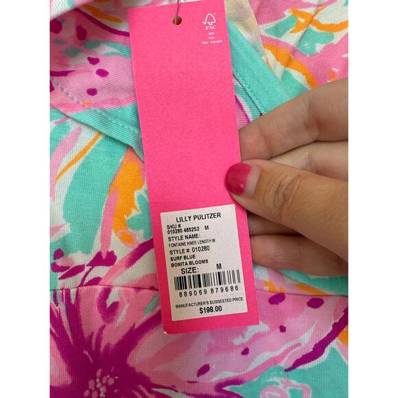 Lilly Pulitzer Women's Surf Blue Fontaine Knee Length Wrap Dress Size M - Picture 7 of 7